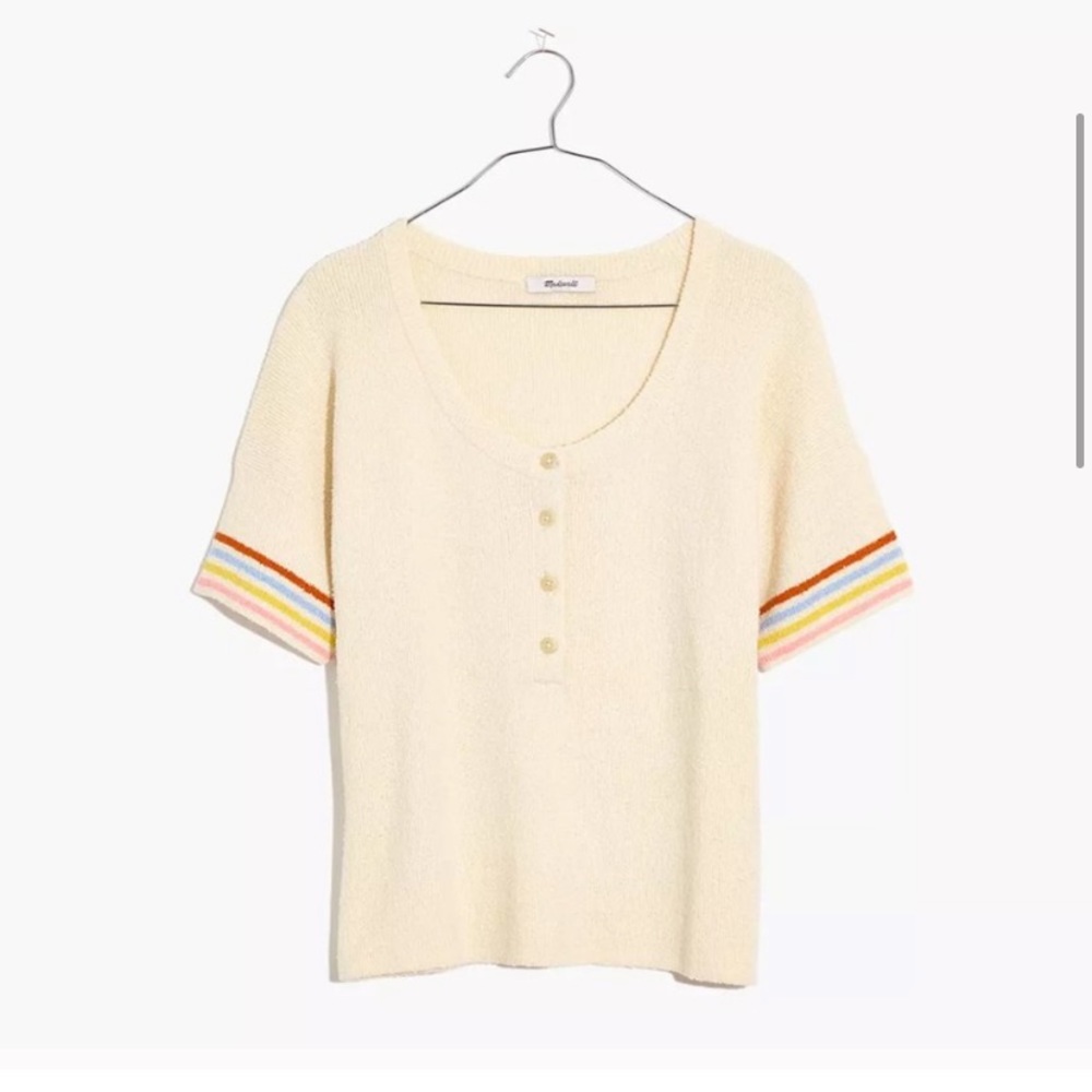 Henley Sweater Tee in Rainbow Stripe Madewell